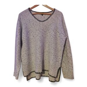 CABLE & GAUGE / ANTHROPOLOGIE  Acrylic Blend Black Stitch Detail Sweater - Large